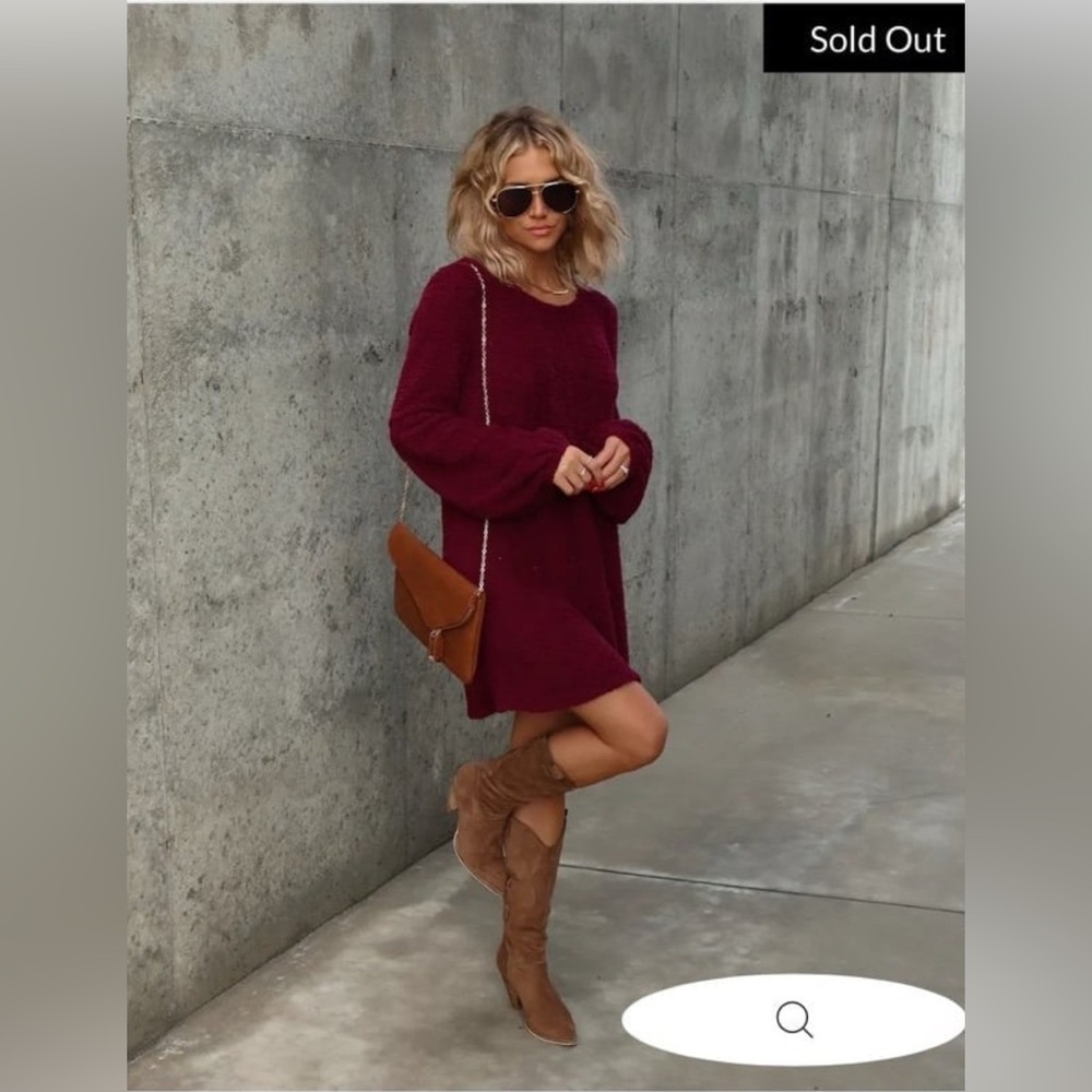 VICI Burgundy Long Sleeve Sweater Dress